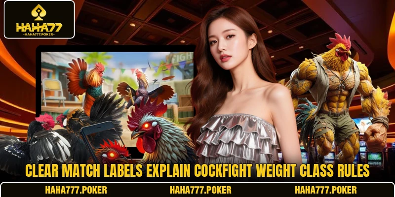 Clear match labels explain Cockfight Weight Class rules