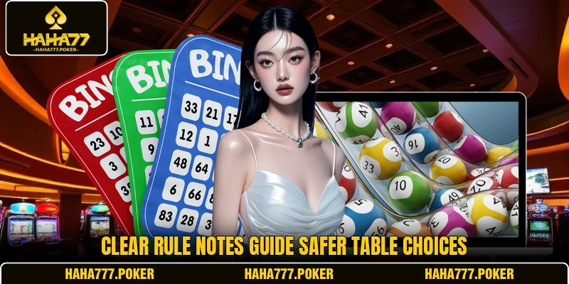 Clear rule notes guide safer table choices