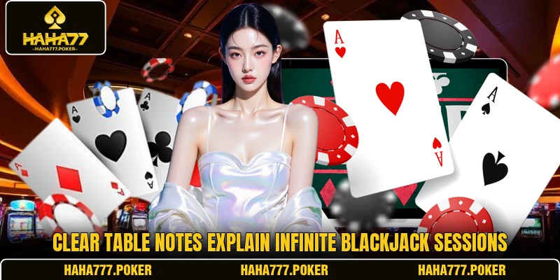 Clear table notes explain Infinite Blackjack sessions
