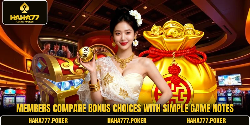 Members compare bonus choices with simple game notes