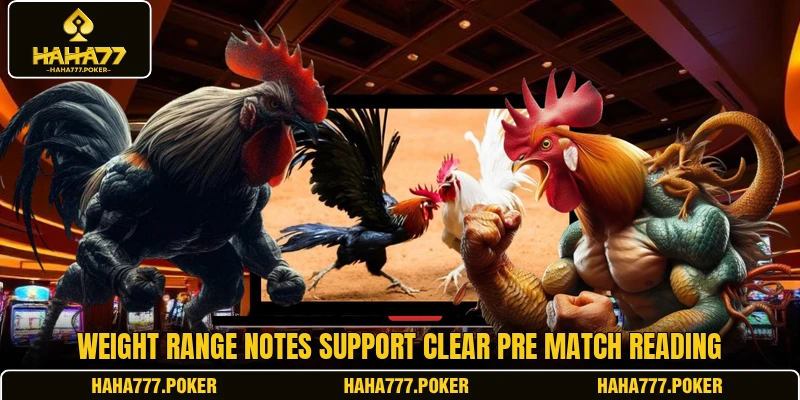 Weight range notes support clear pre match reading